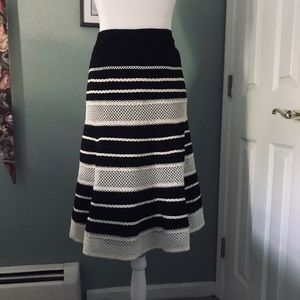 Nanette Lepore Black and White Striped A-Line Skirt